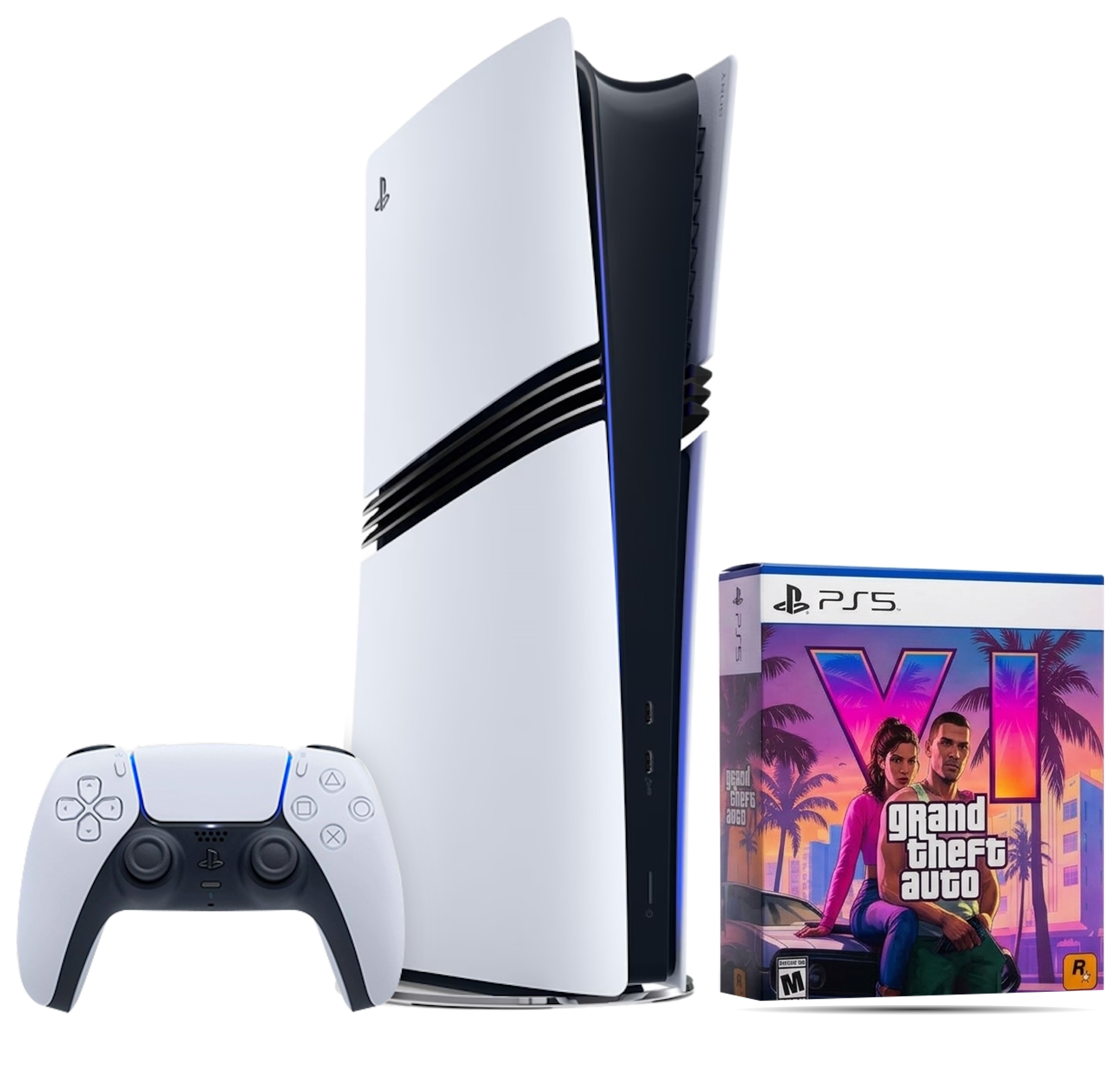 PlayStation 5 Pro Console, DualSense Controller and Grand Theft Auto VI
